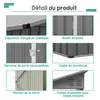 GIHAUVIA Abri de jardin métallique 110×228×192 cm Métal Voir les images du produit 3