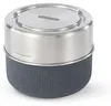 A close-up studio shot of a black and silver lunch container. Podgląd zdjęcia produktu