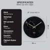 A black marble clock with gold hands is shown next to a list of its specifications. Anteprima dell’immagine prodotto