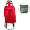 A red shopping trolley with a separate inset image of a plaid bag. Produktbild-Vorschau