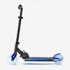 A black scooter with blue LED lights on the wheels and deck, shown against a white background. Voir les images du produit