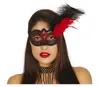 Rot und schwarz verzierte Maske mit Feder, 1 Stk. Produktbild-Vorschau 5
