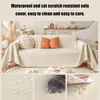 A cream-colored sofa with decorative pillows and a throw blanket, set in a living room. Below are close-up shots demonstrating the product's features. Produktbild-Vorschau