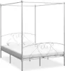 vidaXL Rám postele s baldachýnom biely kov 140 x 200 cm Náhľad obrázku produktu 5