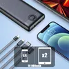 A power bank is shown with charging cables and mobile devices, illustrating its charging capabilities. Anteprima dell’immagine prodotto