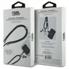 The image shows the front and back packaging of a Karl Lagerfeld universal crossbody adjustable nylon strap and tether patch. Anteprima dell’immagine prodotto
