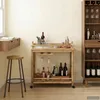 vidaXL Weintrolley mit Rädern Natur 85 x 50 x 93 cm Bambus Produktbild-Vorschau 3
