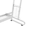 A close-up view of the bottom section of a silver kitchen rack, showing its metal construction and wire shelving. Podgląd zdjęcia produktu