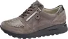 A side view of a single gray sneaker with a snake-print accent and a zipper. Produktbild-Vorschau