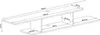 A technical drawing with dimensions of a black TV wall shelf. Podgląd zdjęcia produktu