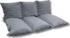 A gray floor cushion set with three backrests and three seat cushions, arranged in a sofa-like configuration. Náhled obrázku produktu