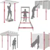 Multiple illustrations showing different uses of adjustable support poles for construction and DIY projects. Produktbild-Vorschau
