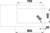 A technical drawing of a sink with dimensions. Produktbild-Vorschau