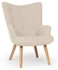 MENZZO Fauteuil scandinave + pouf Lylou Tissu Beige Voir les images du produit 10