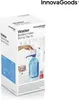 The image shows the packaging of a bottled water dispenser pump, with a demonstration of its use. Produktbild-Vorschau