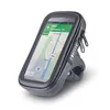 A smartphone holder for a bicycle or motorcycle, with a navigation app displayed on the phone screen. Voir les images du produit