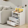 2er Set Nachttisch LED mit Steckdose,Nightstand mit 2 Produktbild-Vorschau 3