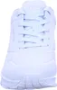 A close-up, front-facing view of a white Skechers sneaker. Produktbild-Vorschau