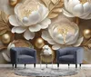 Vlies fototapete 3D-Glamour-Goldblumen 400x280 cm Feeby Produktbild-Vorschau 2