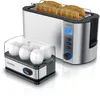 A toaster and an egg cooker are shown together on a white background. Produktbild-Vorschau