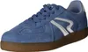 A single blue sneaker with white accents and a brown sole is shown against a white background. Produktbild-Vorschau