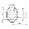 A technical drawing with dimensions of a plumbing component. Produktbild-Vorschau