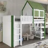 Merax Hochbett 90x200cm mit Dach und Fenster, Kinderbett Produktbild-Vorschau 2