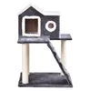 A cat tree with a house, ladder, and scratching posts, presented on a white background. Produktbild-Vorschau