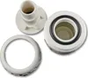 Three parts of a white plastic valve assembly are laid out on a white background. Produktbild-Vorschau