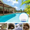 A collage of images showing a swimming pool and close-ups of pool skimmer socks filled with debris. Produktbild-Vorschau