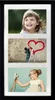 A framed collage of three photos: a smiling girl, a person painting a heart on a wall, and a girl taking a selfie with a camera. Produktbild-Vorschau