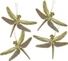 Libellen mit Glitzer - Weihnachtsbaumschmuck - Kunststoff - L: 14cm - gold glänzend - 4er Set Produktbild-Vorschau