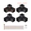 Four black metal corner connectors for pergolas or gazebos, along with a pile of screws and a small instruction manual. Anteprima dell’immagine prodotto