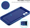 A blue phone case is shown from the inside, with close-up insets highlighting its material and layered construction. Produktbild-Vorschau