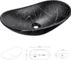 A black marble-patterned washbasin with dimensions shown in diagrams below. Produktbild-Vorschau