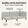 vidaXL Struttura letto ad angolo con testiera grigio chiaro Anteprima dell’immagine prodotto 6