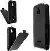 A black flip cover case for a smartphone is shown from multiple angles against a white background. Podgląd zdjęcia produktu