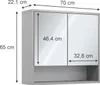 Koupelnová zrcadlová skříňka Vicco Eliza Šedá 70 x 65 cm se Náhled obrázku produktu 3