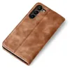 A brown flip case for a smartphone is shown on a white background. Produktbild-Vorschau