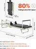 A folded and unfolded pilates reformer with dimensions and features highlighted. Voir les images du produit