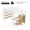 A diagram of a loft bed with dimensions and features. Podgląd zdjęcia produktu