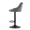 A gray velvet bar stool with a black metal base and adjustable height. Náhled obrázku produktu