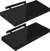 Two black floating shelves with black metal brackets are shown against a white background. Produktbild-Vorschau