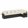 Design 6-tlg. Garten-Sofagarnitur mit Kissen Schwarz Poly Produktbild-Vorschau 2