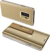 Two views of a gold smartphone case with a mirrored front cover. Produktbild-Vorschau