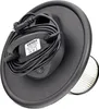 The back of a black ash vacuum cleaner with a power cord and a filter visible. Produktbild-Vorschau