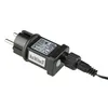 A close-up shot of a black LED light string adapter with a European plug. Produktbild-Vorschau