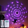 LED Spinnennetz Licht Halloween Lila Lichterkette 8 Produktbild-Vorschau 1
