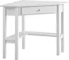 A white corner desk with a drawer and shelves, shown from a front-diagonal angle against a white background. Anteprima dell’immagine prodotto