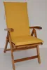 A yellow cushion on a wooden garden chair. Produktbild-Vorschau